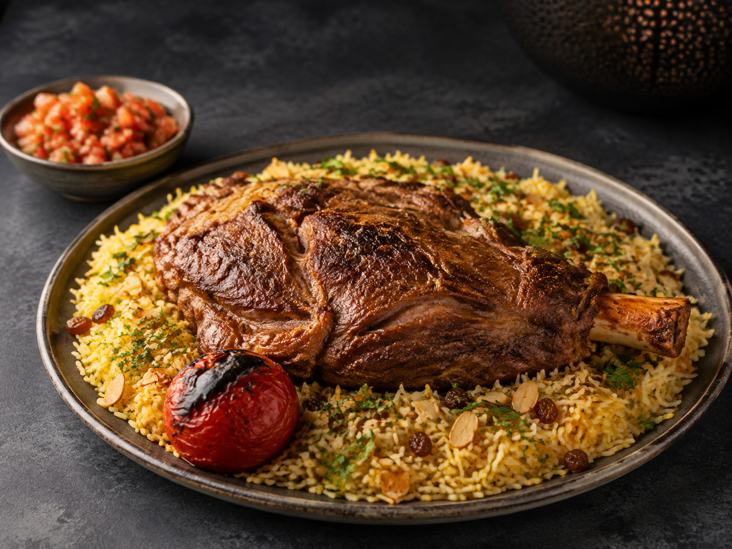 Lamb mandi with fragrant basmati rice